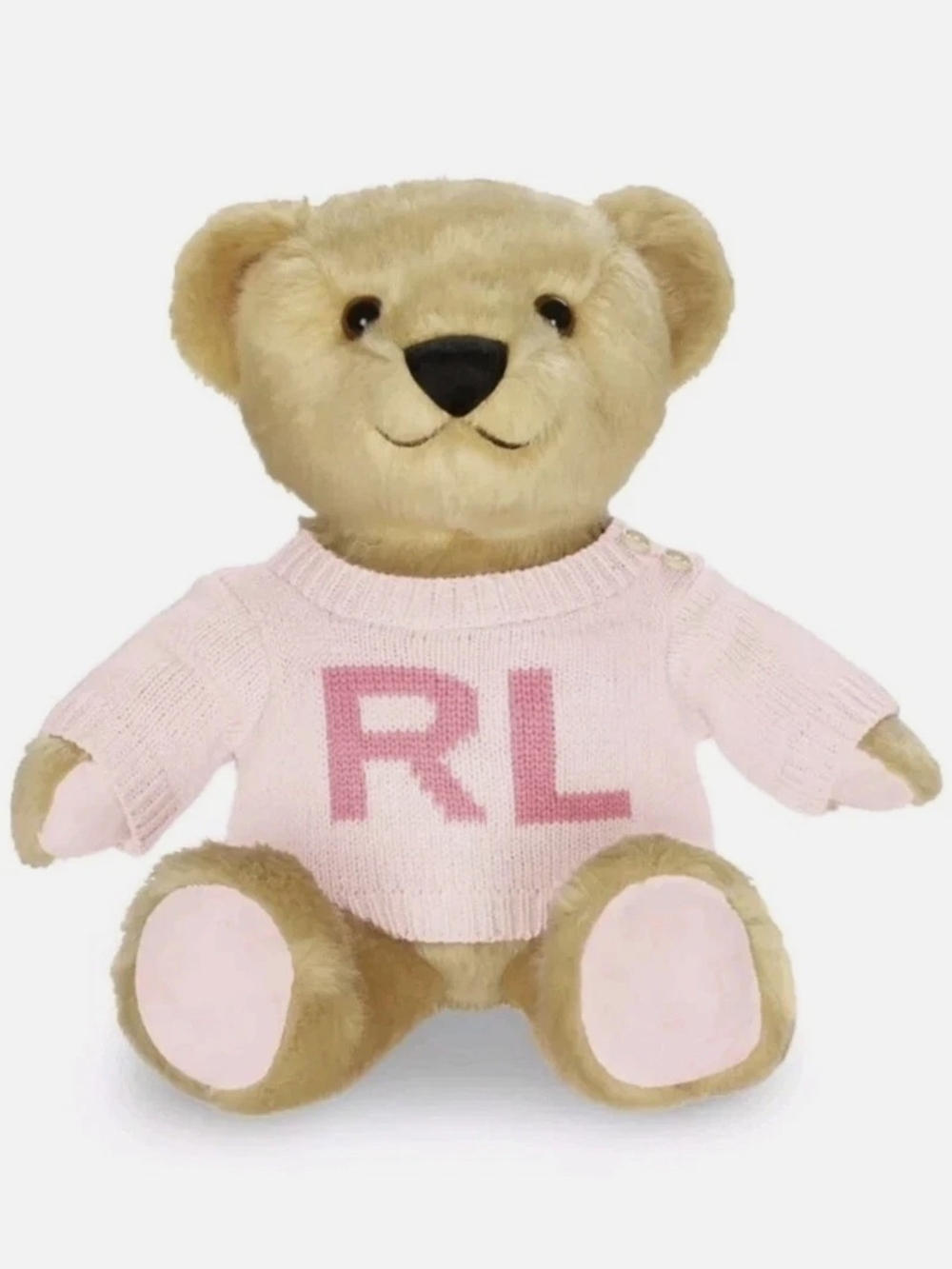 Ralph Lauren Tan Plush Bear with Pink Label and Sweater